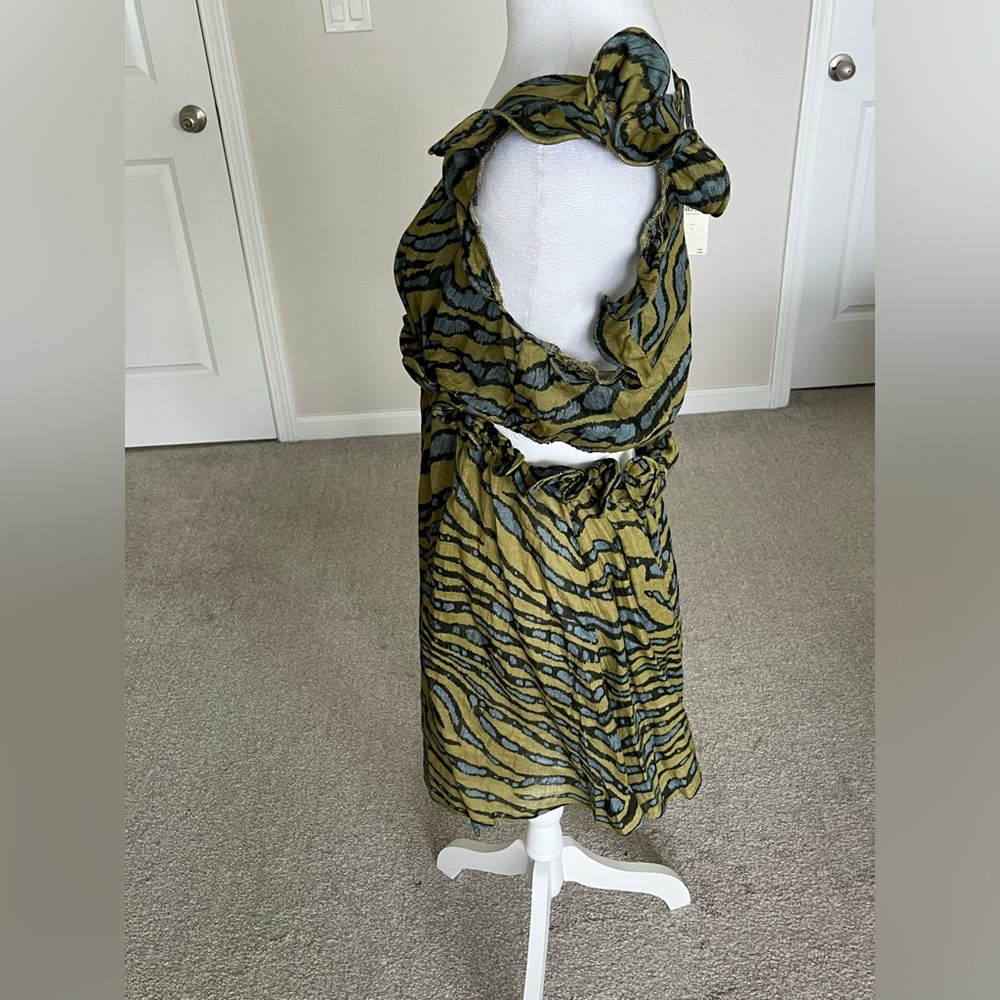 NWT Anthropologie Sleeveless Cutout Mini Dress Color Green and Blue Size Large - Picture 4 of 7